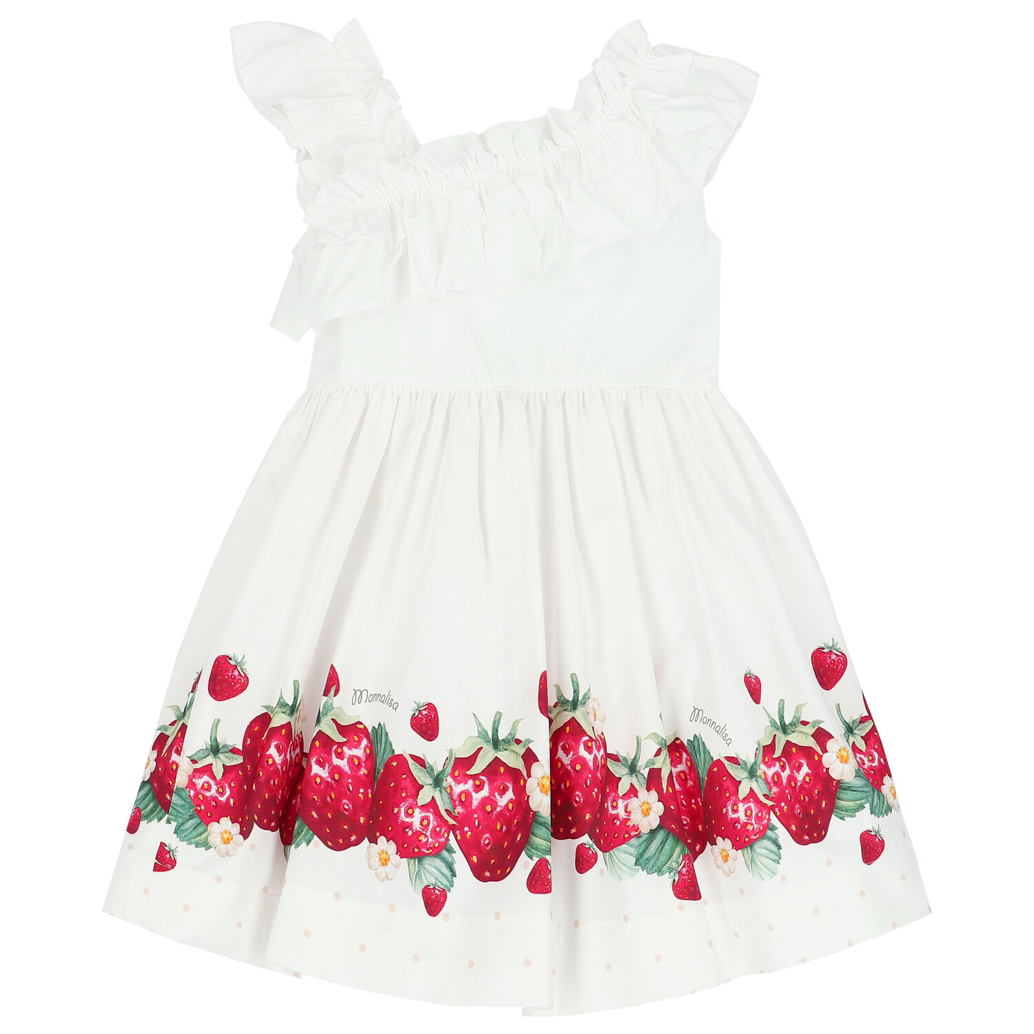 Girls White & Red Strawberry Dress, 1, hi-res image number null